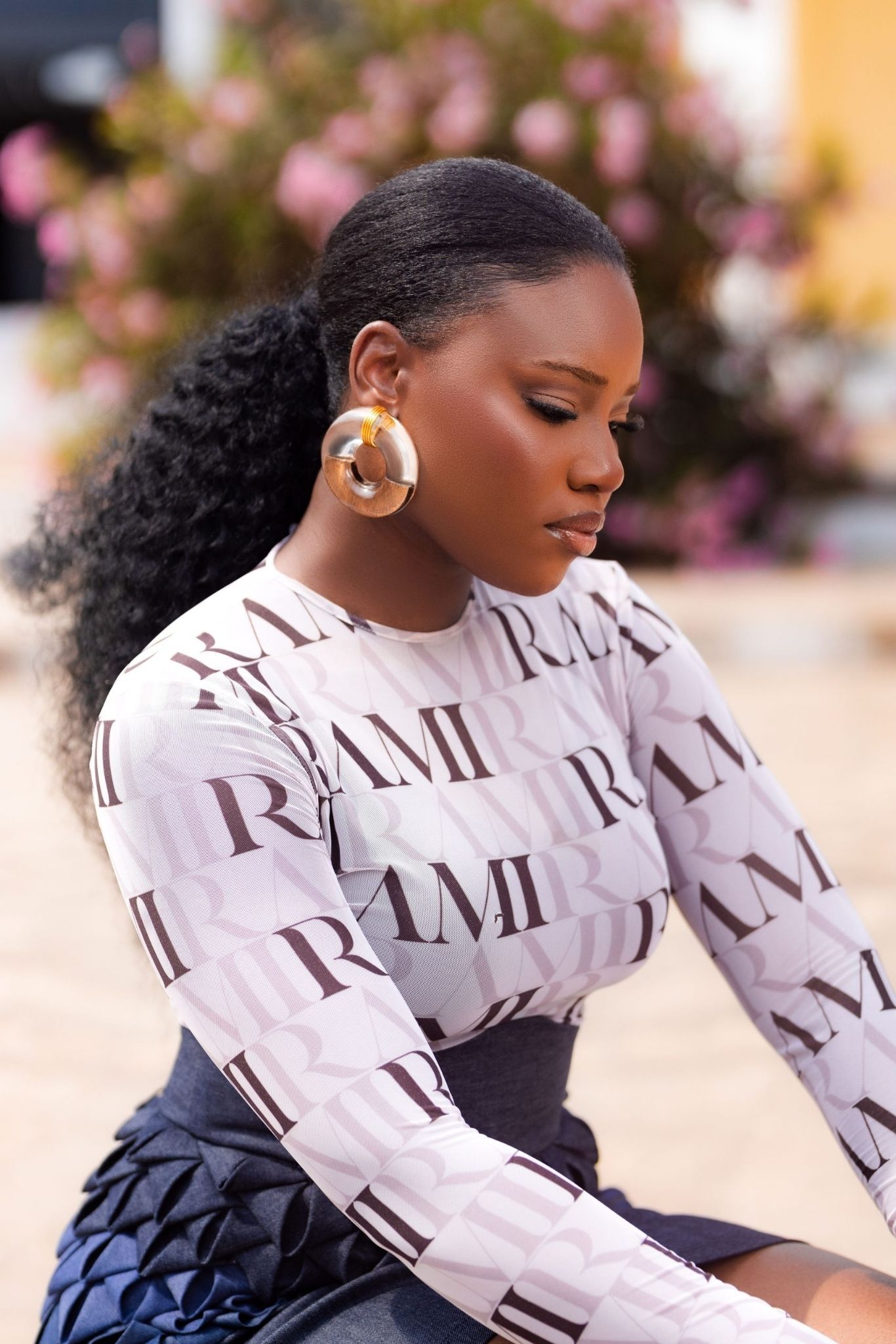 Rami Print Mesh Top (Pink)